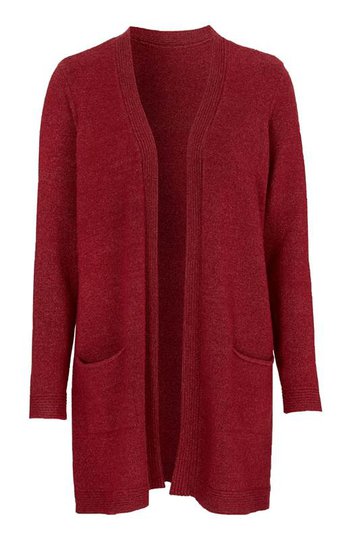 Cellbes Lång cardigan med fickor Vinröd Melange