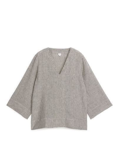 Pop-Over Linen Shirt - Black
