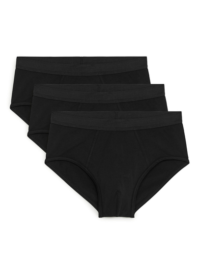 Pima Cotton Briefs, Set of 3 - Black