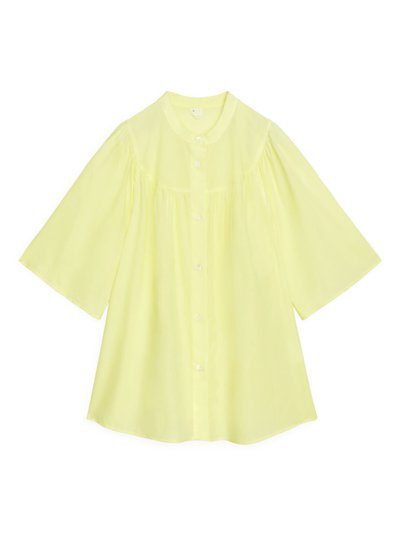 Gathered Lyocell Blouse - Yellow