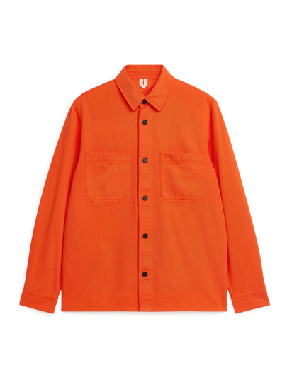 Cotton Twill Overshirt - Orange