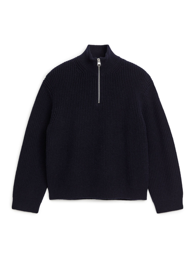 Rib-Knitted Wool Jumper - Blue