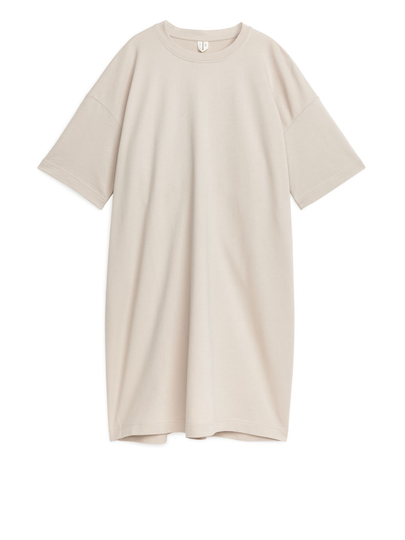 Cut-Out T-Shirt Dress - Beige