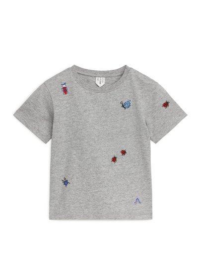Embroidered T-Shirt - Grey