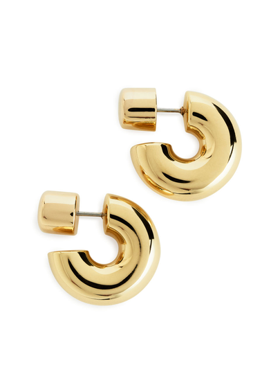 Gold-Plated Hoop Earrings - Brown