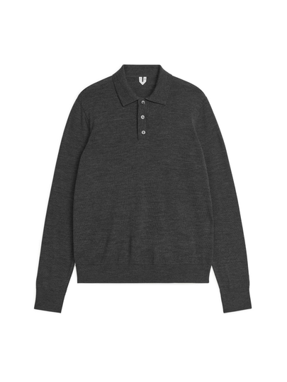 Merino Polo Jumper - Grey