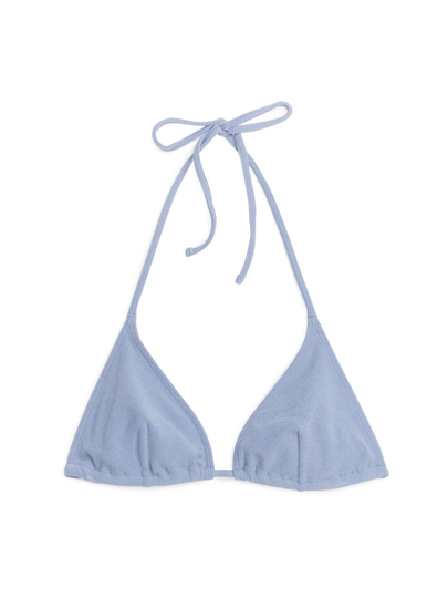 Towelling Bikini Top - Blue