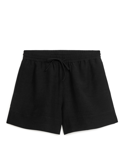 VIscose Linen Shorts - Black