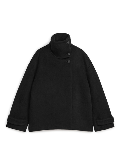 Fuzzy Wool-Blend Jacket - Black