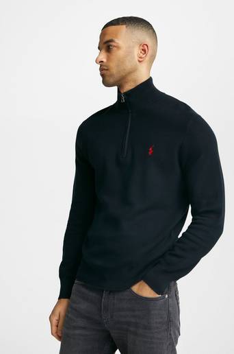 Polo Ralph Lauren Stickad tröja SSC04 Pima Cotton Halfzip Svart