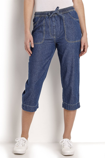 Ledig capribyxa i denim