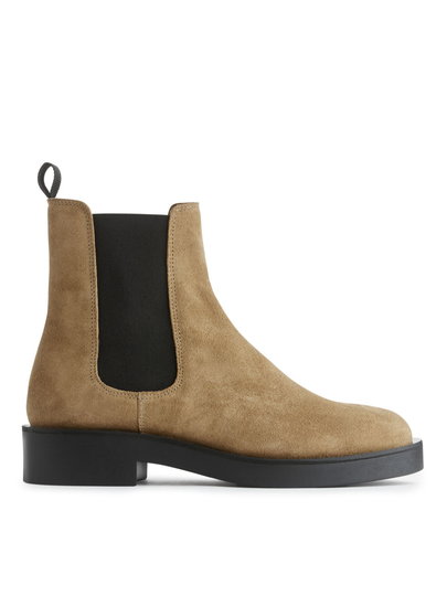 Leather Chelsea Boots - Beige