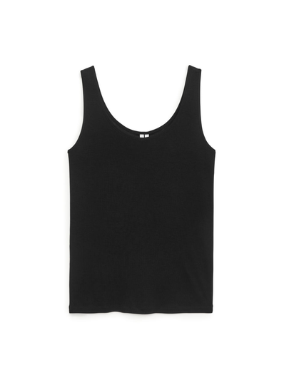 Lyocell Rib Tank Top - Black
