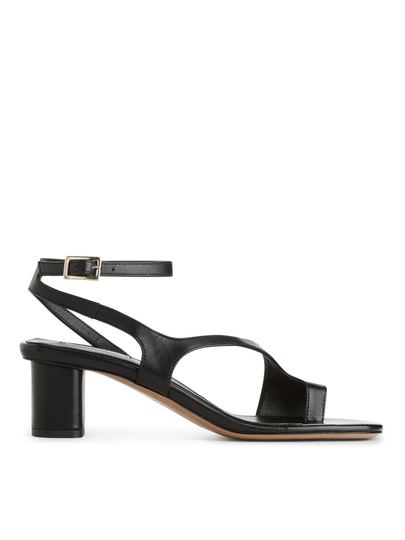 Heeled Leather Sandals - Black