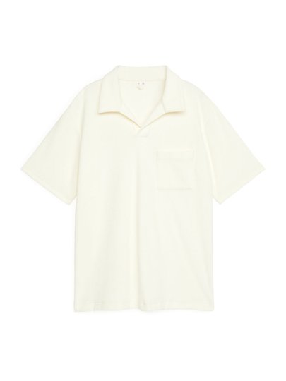 Cotton Towelling Polo Shirt - White