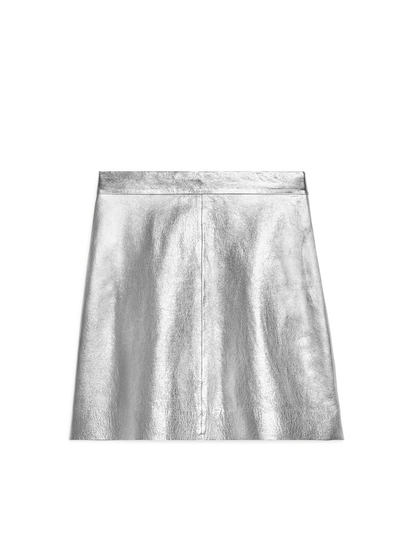 Leather Mini Skirt - Grey