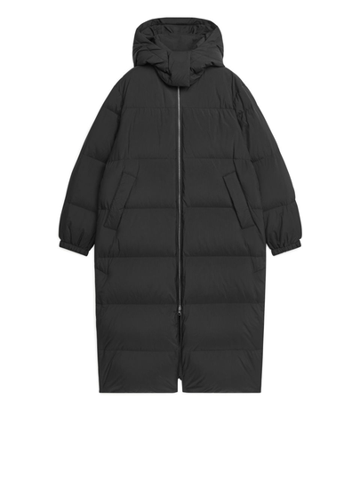 Long Down Puffer Coat - Black