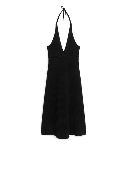Crochet Halterneck Dress - Black