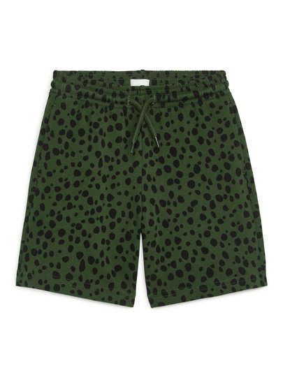 Printed Sweat Shorts - Green