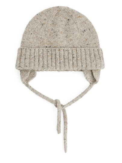 Wool Alpaca Earflap Beanie - Beige