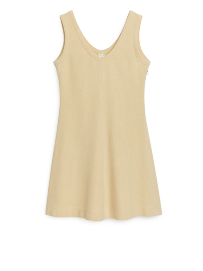 Flared Mini Dress - Beige
