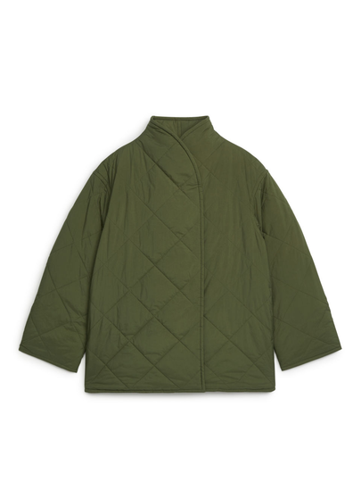 Quilted Shawl Collar Jacket - Green