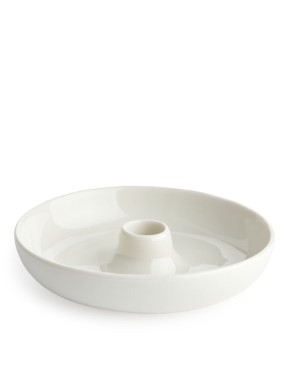 Stoneware Candle Holder 14.5 cm - White