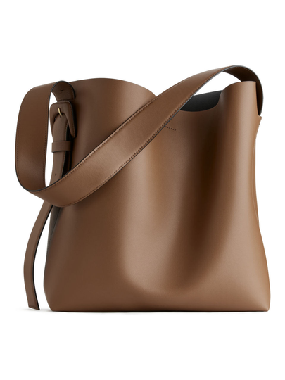 Rigid Leather Tote - Beige