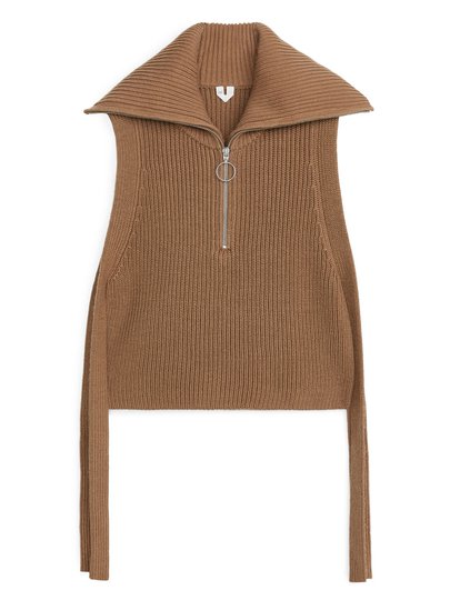 Half-Zip Merino Bib - Beige