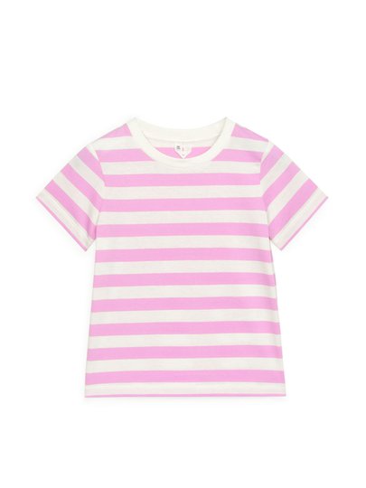 Yarn-Dyed Striped T-Shirt - Pink
