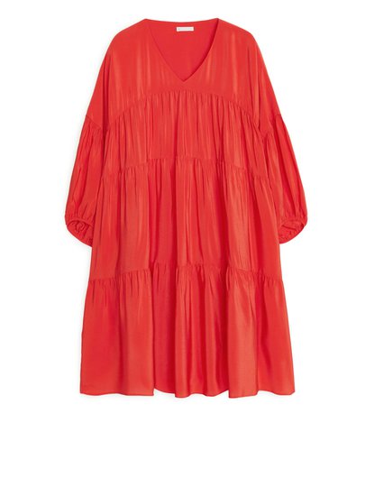 Short Ruffled Dress - Red