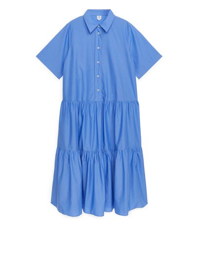 Cotton Lyocell Tier Dress - Blue