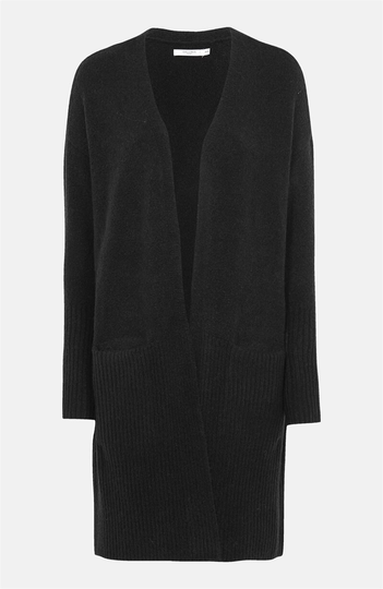 Cardigan med öppen framsida och ribbade detaljer