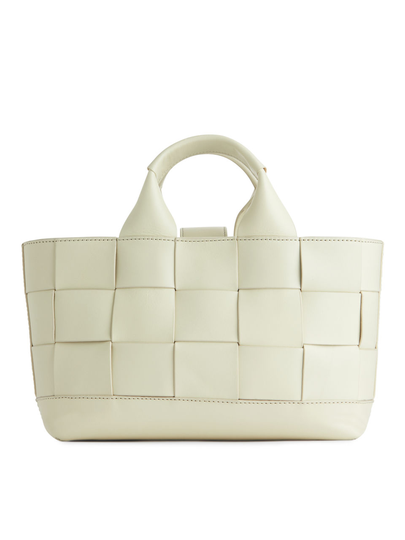 Woven Leather Bag - Beige