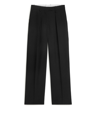 Hopsack Wool Trousers - Black