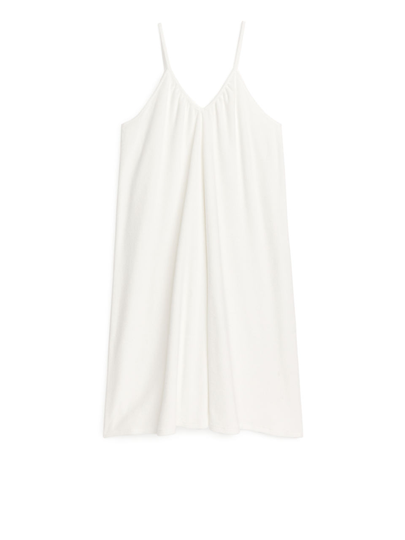 Cotton Towelling Strap Dress - White