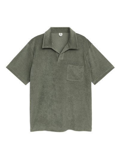 Cotton Towelling Polo Shirt - Green