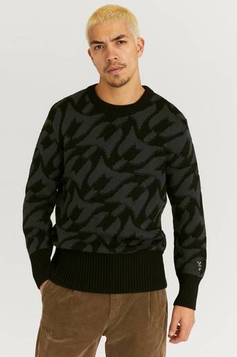 SIKSILK Stickad Tröja Messi X SikSilk Monogram Chunky Knit Jumper Svart