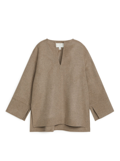 Double-Face Wool Overshirt - Brown
