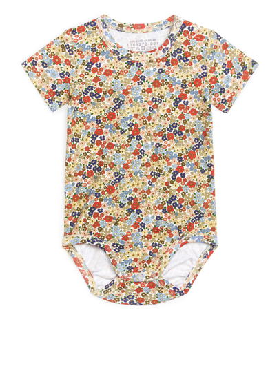 Short-Sleeved Cotton Bodysuit - Orange