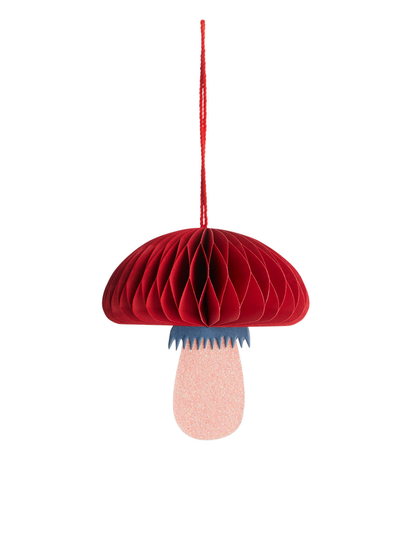 Mushroom Honeycomb Ornament - Red