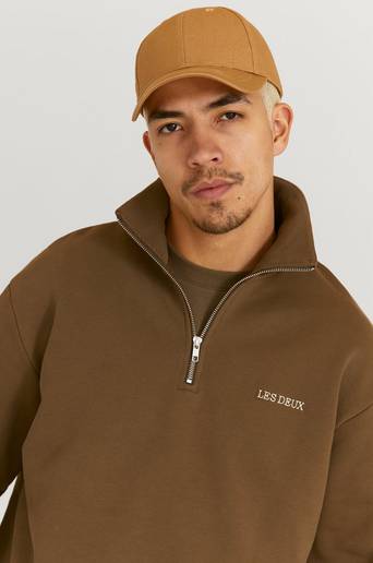 Les Deux Tröja Diego Halfzip Sweatshirt Brun