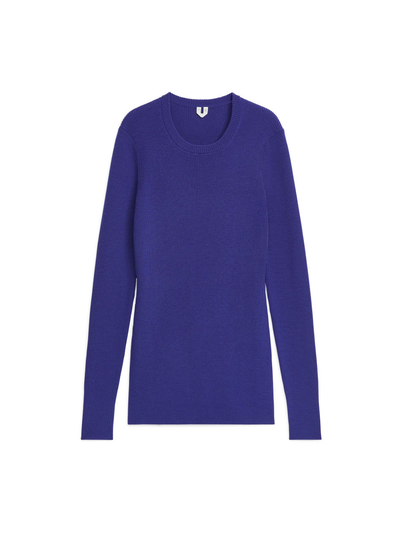 Rib-Knit Merino Top - Purple