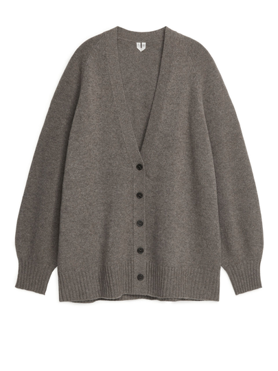 Soft Cashmere Blend Cardigan - Brown