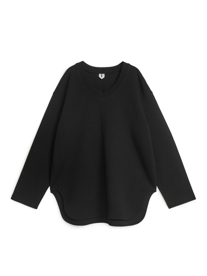 Scooped Neck Sweatshirt - Black