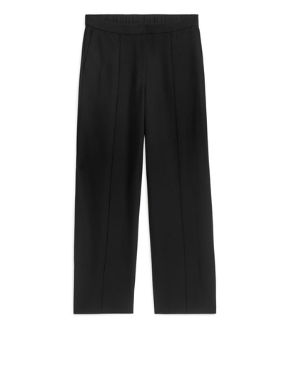 Viscose Lyocell Blend Trousers - Black