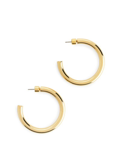 Gold-Plated Hoop Earrings - Brown