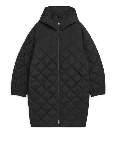 Hooded Quilt Jacket - Black