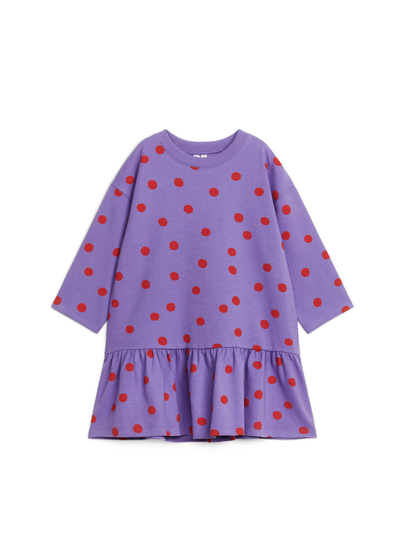 Jersey Frill Dress - Purple