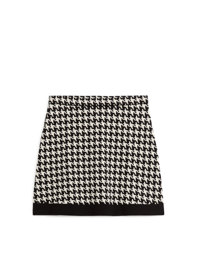 Houndstooth Mini Skirt - Black